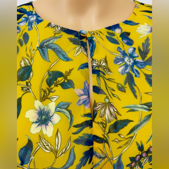 Sam Edelman Bright Yellow Floral Wrap Waist Knee Length Fully Lined Dres… - Picture 6 of 13